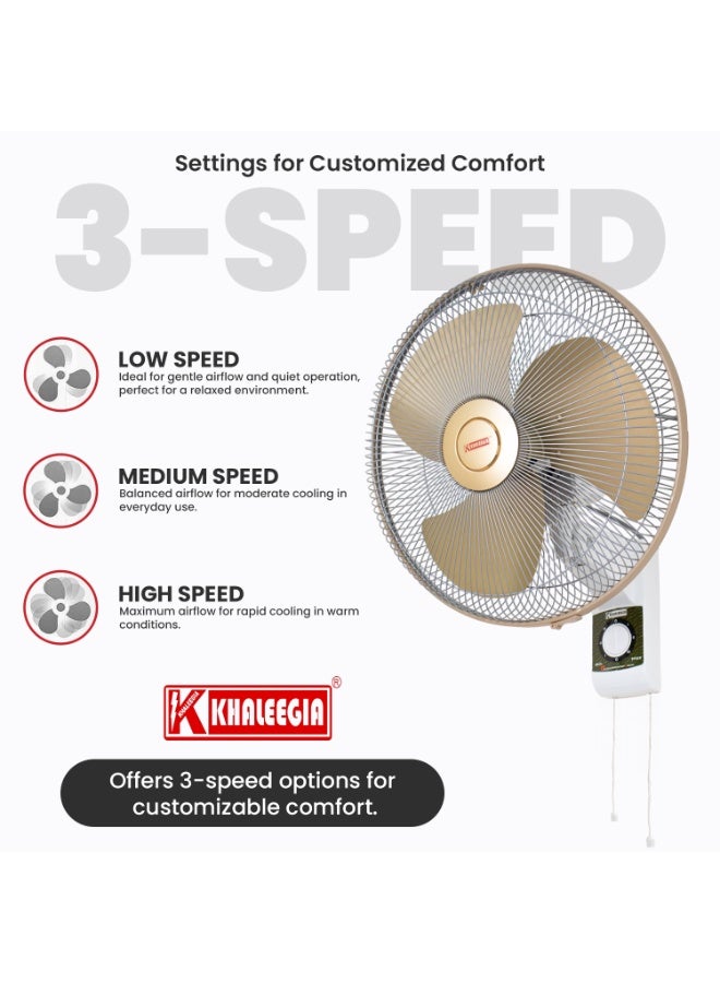 خليجية مروحة حائط 16 بوصة، حبل سحب مزدوج، 3 سرعات، تذبذب واسع، ضمان لمدة سنتين، 60 واط، مروحة شديدة التحمل، KALASH-400 للاستخدام المنزلي والتجاري، ضمان لمدة سنتين. - Image 4