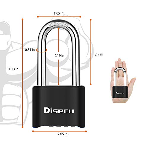 Disecu 1 Pack disecu Heavy Duty 4 Digit Combination Lock, 2.5 Inch Long Shackle Outdoor Waterproof Padlock for School Gym Locker, Storage Unit, Fence, Gate, Toolbox (Black) - Image 2