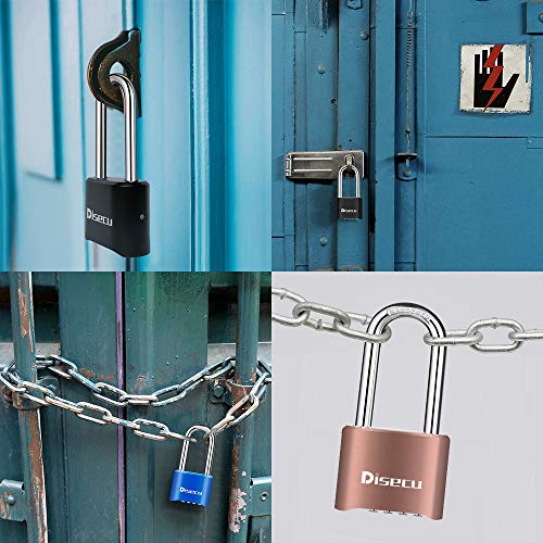 Disecu 1 Pack disecu Heavy Duty 4 Digit Combination Lock, 2.5 Inch Long Shackle Outdoor Waterproof Padlock for School Gym Locker, Storage Unit, Fence, Gate, Toolbox (Black) - Image 5