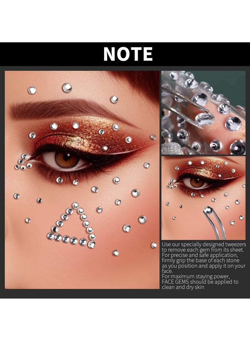 1400 Pcs Self Adhesive Facial Gemstones And Pearls, Suitable For Makeup, Holiday Jewelry, Hair Gemstones, Rhinestone Stickers, Suitable For Facial, Eye, Cosmetic, Nail, Craft Diamond Sticker Sets, Multi-Color - Image 3