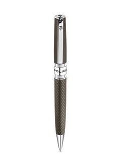 POLICE Serif.2 Grey Stainless Steel Textured Pen with Silver Trims and Blue Ink  - Image 1