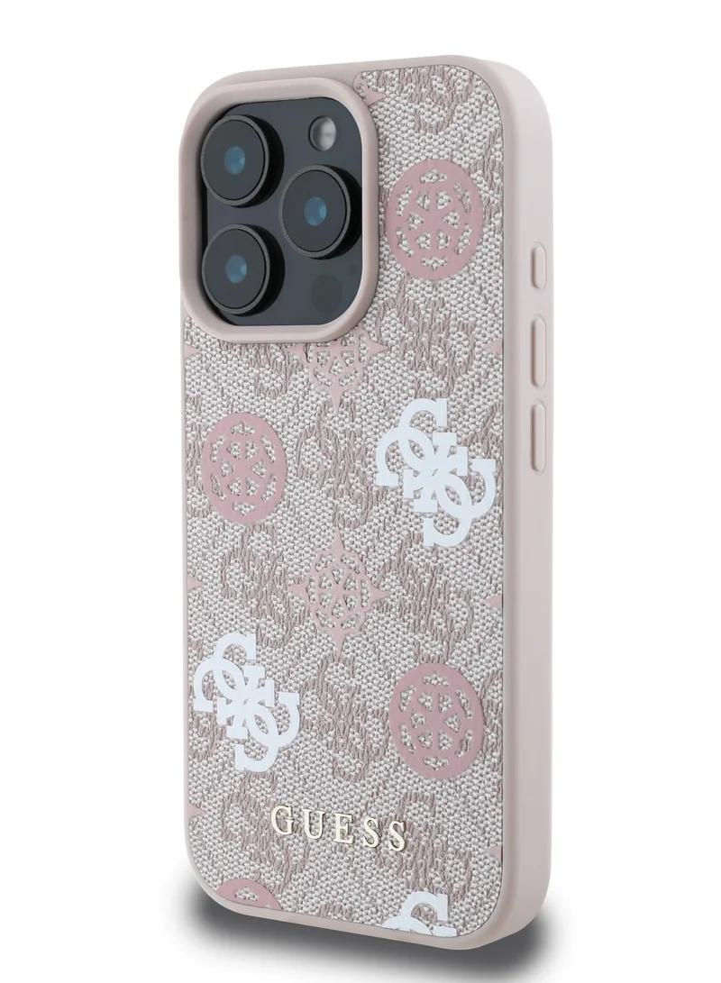 GUESS PU Hard Case With Peony 4G Design For iPhone 16 Pro / slim profile / Drop protection / Lightweight Back Cover - Pink