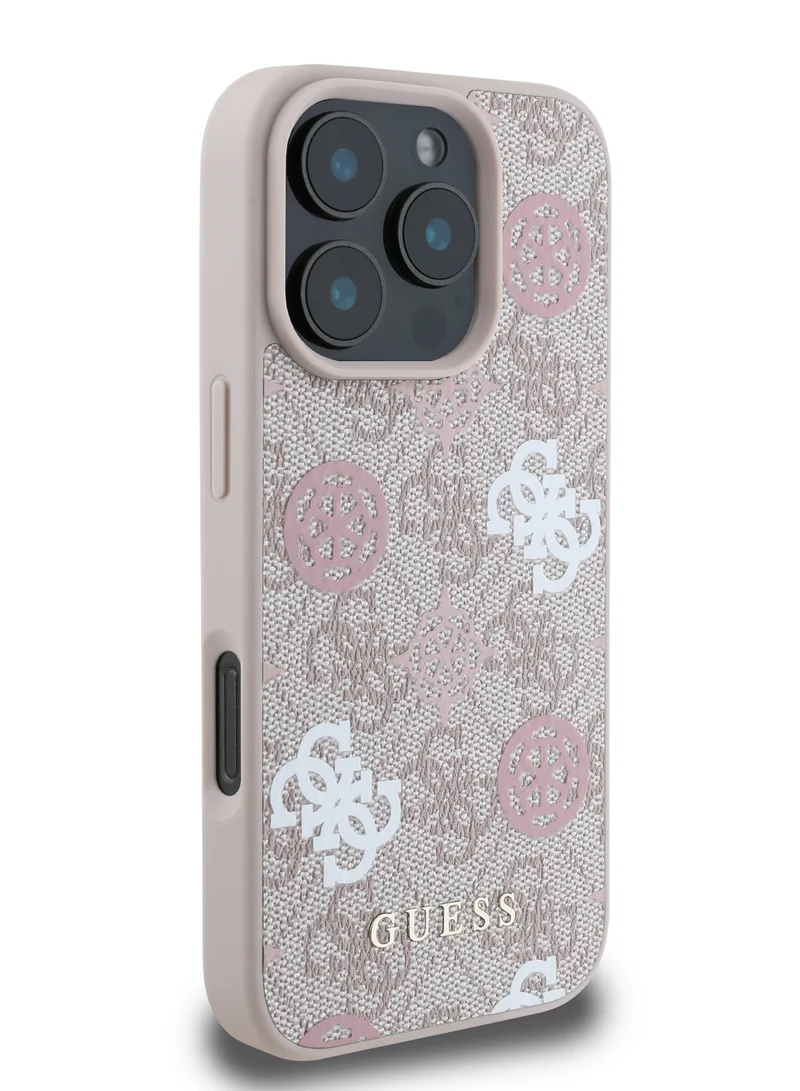 GUESS PU Hard Case With Peony 4G Design For iPhone 16 Pro / slim profile / Drop protection / Lightweight Back Cover - Pink