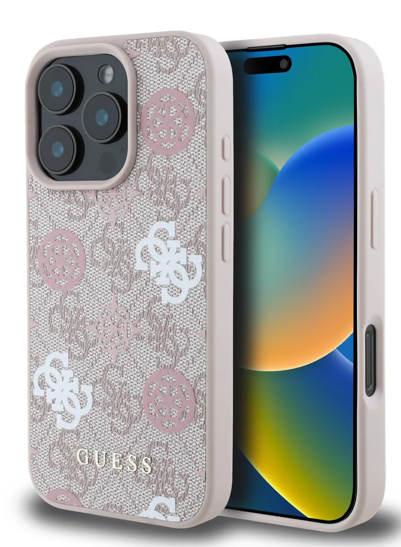 GUESS PU Hard Case With Peony 4G Design For iPhone 16 Pro / slim profile / Drop protection / Lightweight Back Cover - Pink