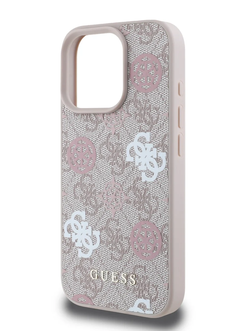 GUESS PU Hard Case With Peony 4G Design For iPhone 16 Pro / slim profile / Drop protection / Lightweight Back Cover - Pink