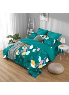 BSB HOME BSB HOME 144 TC Double Floral Bedsheet with 2 Pillow Covers | 120 GSM Soft Brushed Microfiber - Breathable & Wrinkle Free - (88 X 90 Inch, Dark Green & Yellow)  - Image 4
