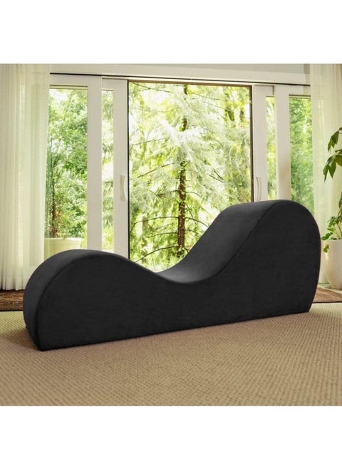Stylish Velvet S-Shape Sofa Modern Yoga Chaise Lounge Comfort with Vintage Charm (Black)