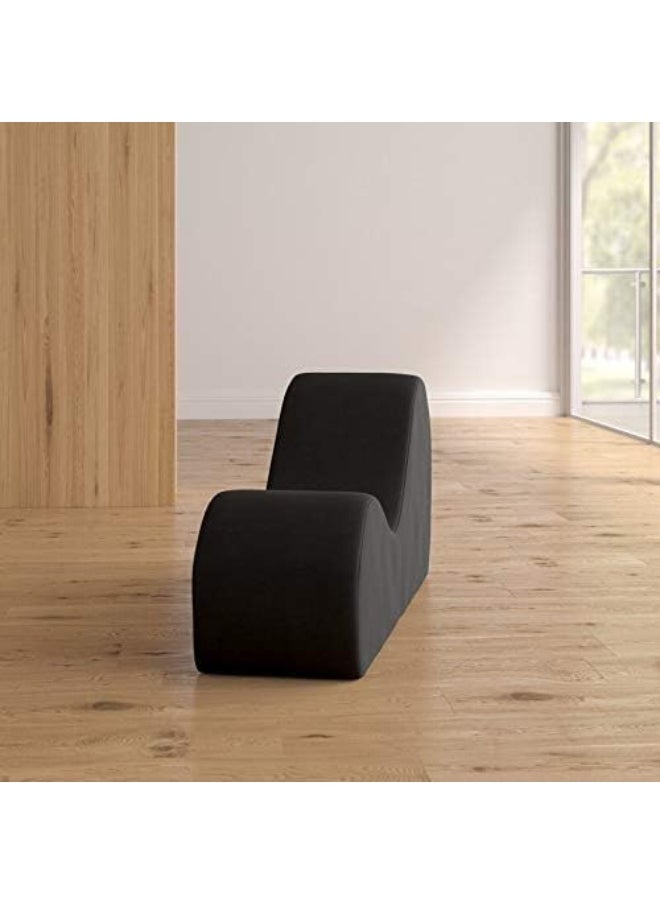 Stylish Velvet S-Shape Sofa Modern Yoga Chaise Lounge Comfort with Vintage Charm (Black)