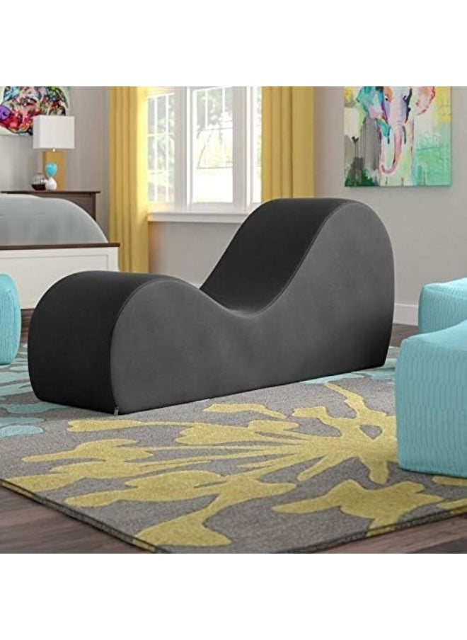 Stylish Velvet S-Shape Sofa Modern Yoga Chaise Lounge Comfort with Vintage Charm (Black)