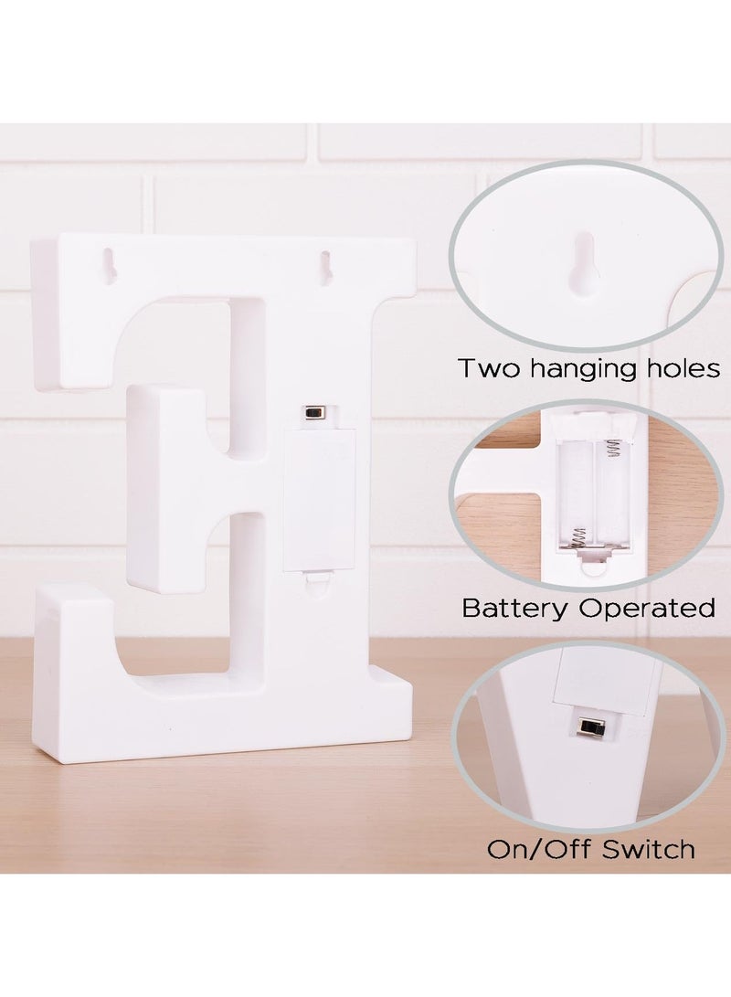 "E" Alphabet LED Marquee Letter Light Up Plastic Letters Standing Hanging Sign, Alphabet Letter For Wedding Birthday Party Home Decoration Battery Operated White 22cm - Image 2