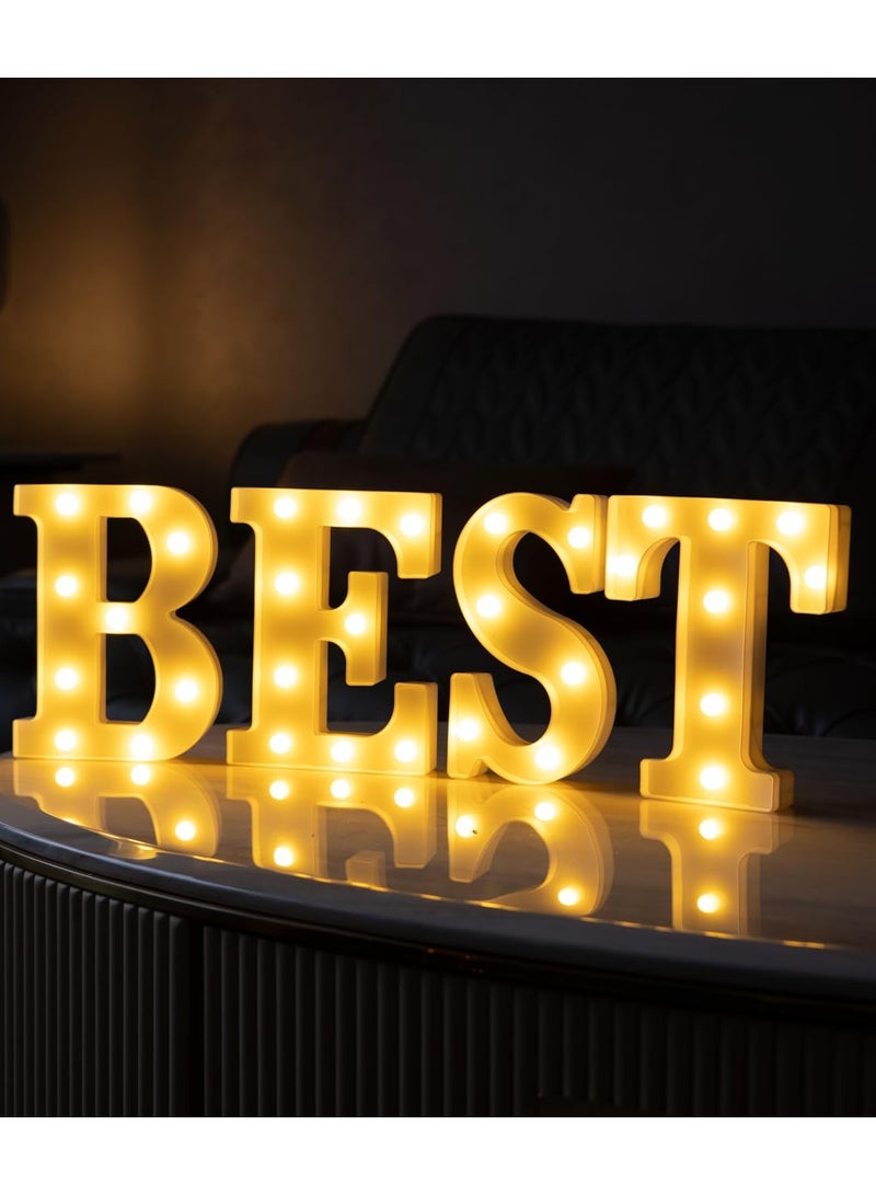 "E" Alphabet LED Marquee Letter Light Up Plastic Letters Standing Hanging Sign, Alphabet Letter For Wedding Birthday Party Home Decoration Battery Operated White 22cm - Image 5