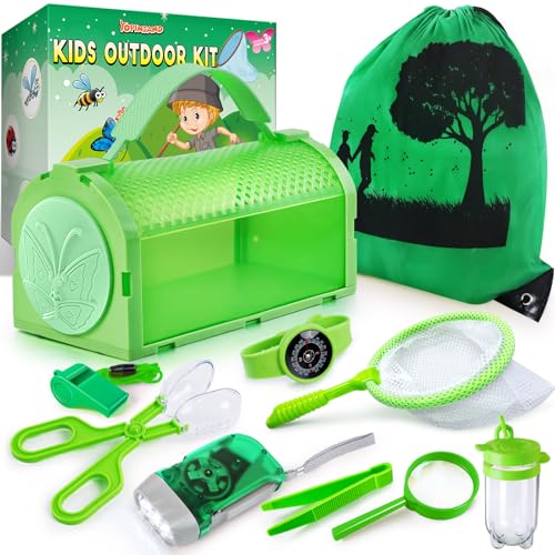 YOPINSAND Bug Catcher Kit Outdoor Explorer Kit for Kids 10 Pcs Bug Catching Kit with Toy Cage Backpack Flashlight Manifying Glass Toy Net Outdoor Exploration Toys Gift for Boys Girls 312 - Image 1