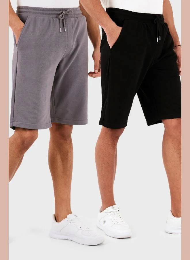 بوراتي شورت رجالي قطن بوراتي مقاس عادي خصر عادي عبوة من قطعتين