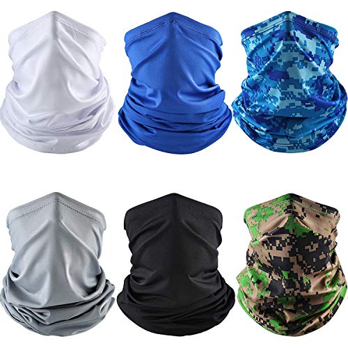 Geyoga 6 Pieces Winter Face Mask for Men UV Protection Mask Sunscreen Breathable Windproof Neck Gaiters Scarf Fishing Cycling Running (Simple Colors) - Image 1