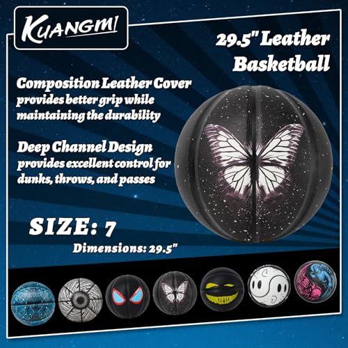 Kuangmi Butterfly Basketball Glow in The Dark Basket Ball Luminous Glowing Official Streetball Size 7 295 Made for Indoor and Outdoor Basketball Games - Image 3