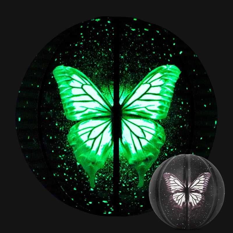 Kuangmi Butterfly Basketball Glow in The Dark Basket Ball Luminous Glowing Official Streetball Size 7 295 Made for Indoor and Outdoor Basketball Games - Image 2