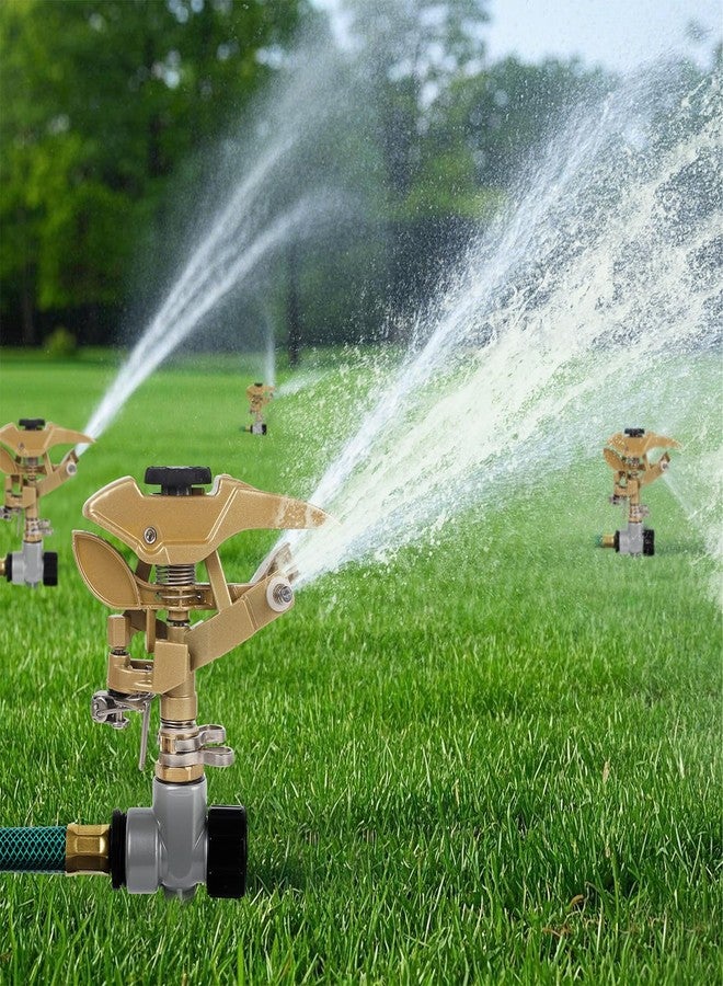 Biswing 2 Pack Impact Sprinklers on Metal Step Spike, Heavy Duty Zinc Alloy Lawn Sprinkler Head on Spike Base, Adjustable 360 Degree Watering Sprinkler for Large Area Grass Garden Irrigation - Image 5