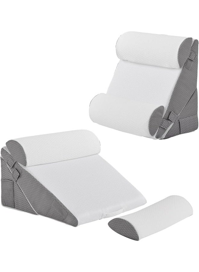 مجموعة وسائد طبية إسفنجية قابلة للتعديل - دعم مثالي لآلام الظهر والرقبة والأرجل وما بعد العمليات - عملي ومريح لارتجاع المريء والجلوس اليومي - Image 1