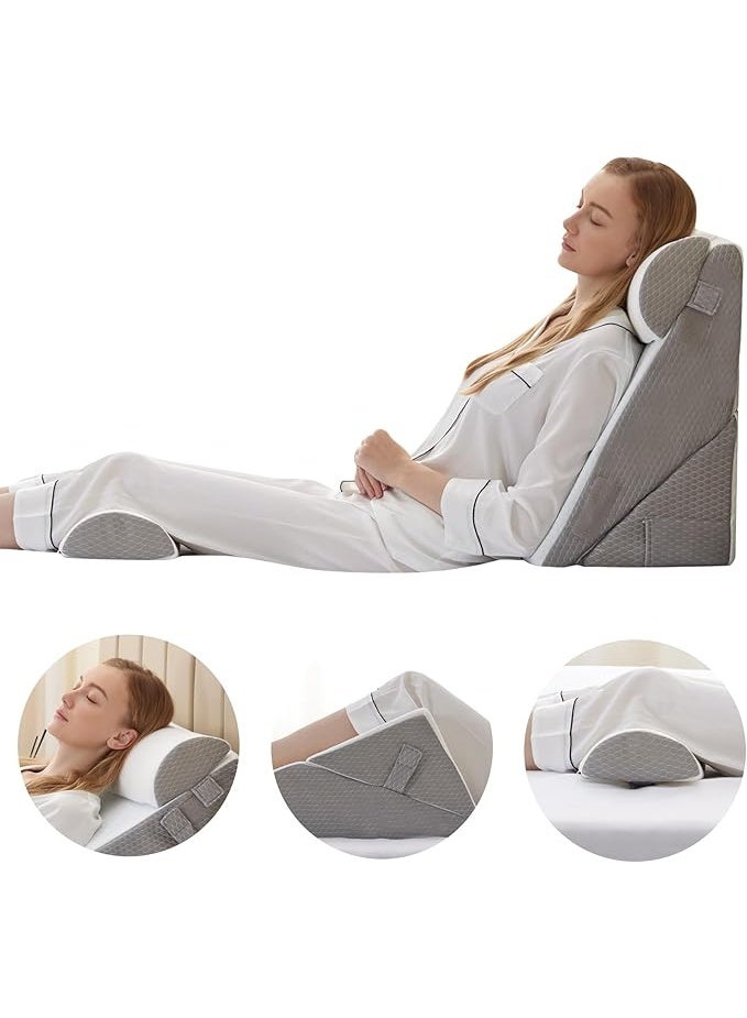 مجموعة وسائد طبية إسفنجية قابلة للتعديل - دعم مثالي لآلام الظهر والرقبة والأرجل وما بعد العمليات - عملي ومريح لارتجاع المريء والجلوس اليومي - Image 5
