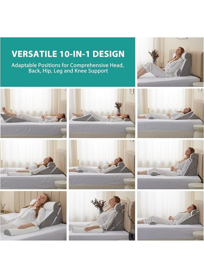 مجموعة وسائد طبية إسفنجية قابلة للتعديل - دعم مثالي لآلام الظهر والرقبة والأرجل وما بعد العمليات - عملي ومريح لارتجاع المريء والجلوس اليومي - Image 2