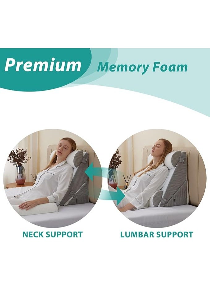 مجموعة وسائد طبية إسفنجية قابلة للتعديل - دعم مثالي لآلام الظهر والرقبة والأرجل وما بعد العمليات - عملي ومريح لارتجاع المريء والجلوس اليومي - Image 4