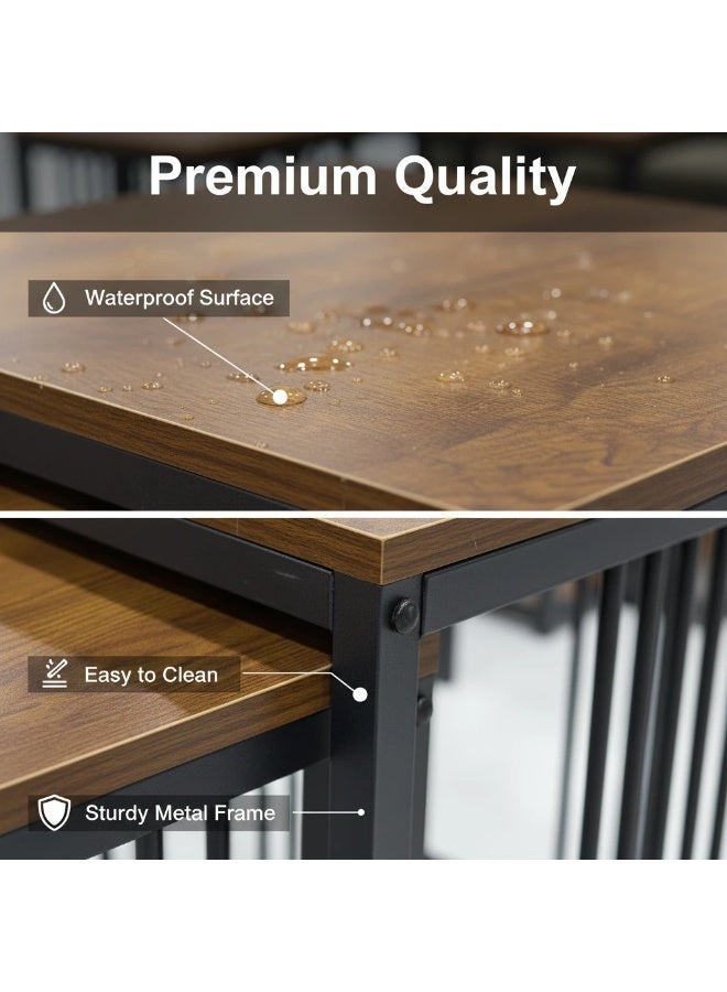 POWER 3PCS Nesting Side Tables Set Wooden Top Metal Frame Stackable Small Coffee Tables for Living Room Bedroom Sofa Space Saving End Tables Easy Assembly - Image 4