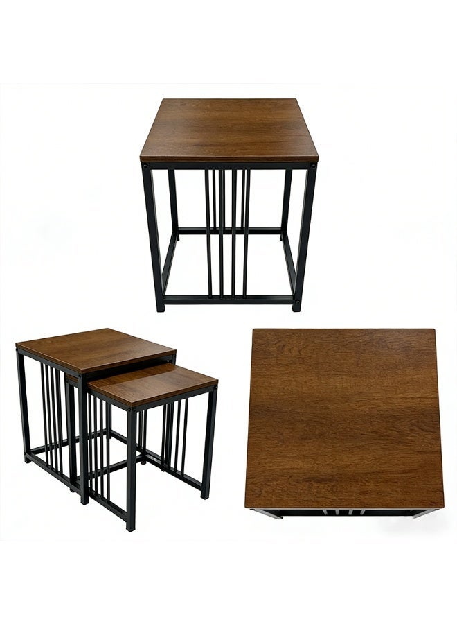POWER 3PCS Nesting Side Tables Set Wooden Top Metal Frame Stackable Small Coffee Tables for Living Room Bedroom Sofa Space Saving End Tables Easy Assembly - Image 3