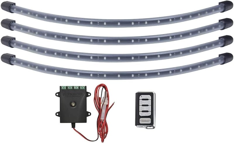 LEDGlow 4pc. Red LED Golf Cart Underbody Underglow Light Kit - Water Resistant Flexible Tubes - Includes Wireless Remote - Image 1