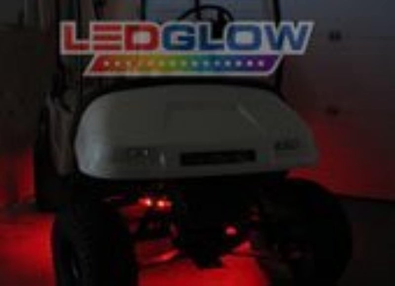 LEDGlow 4pc. Red LED Golf Cart Underbody Underglow Light Kit - Water Resistant Flexible Tubes - Includes Wireless Remote - Image 2