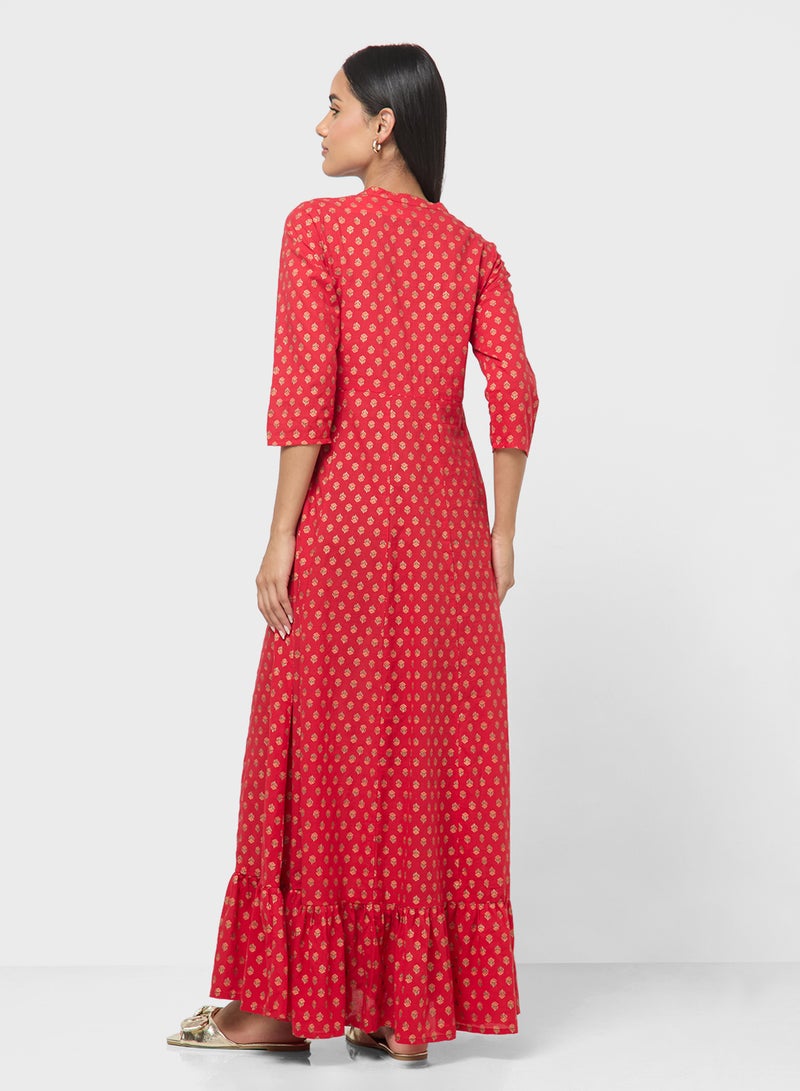 ARABIAN CLOSET Embroidered Button Neck Jalabiya  - Image 2