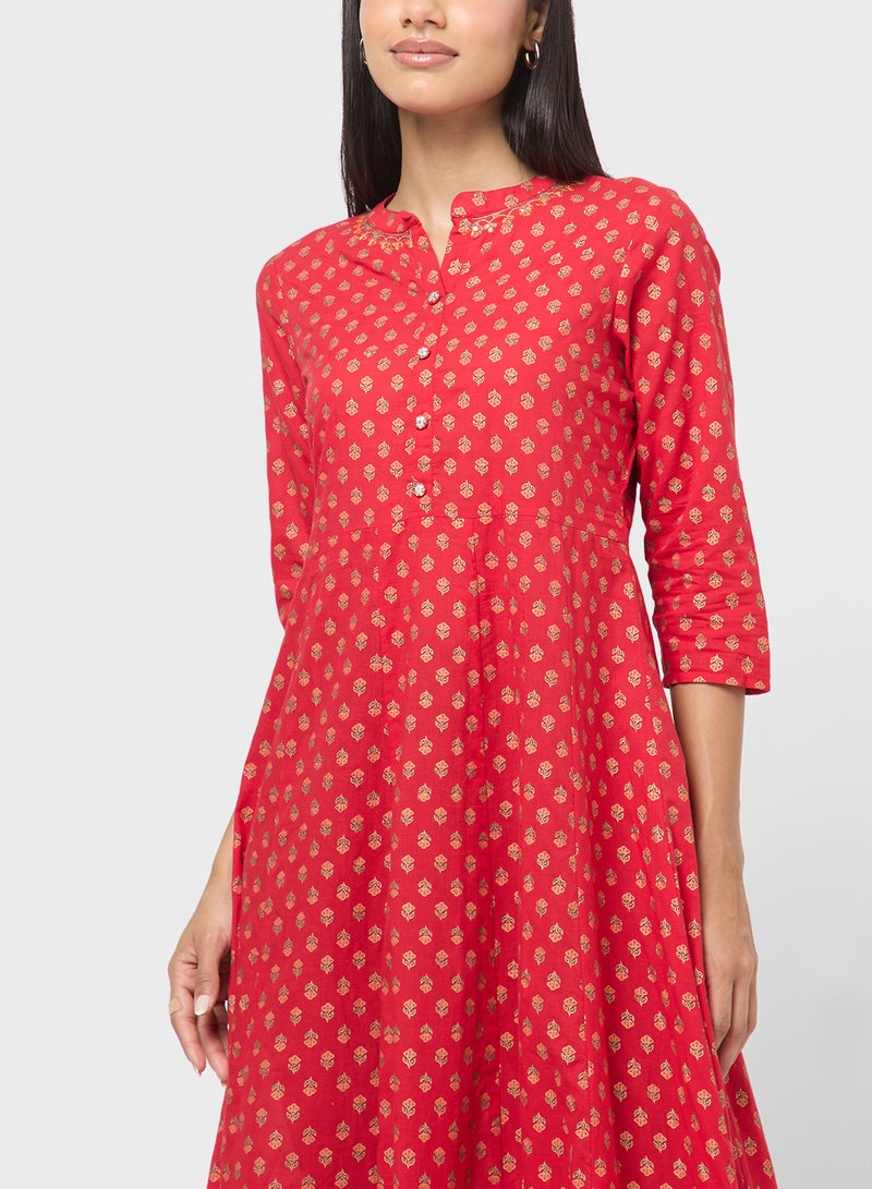 ARABIAN CLOSET Embroidered Button Neck Jalabiya  - Image 3