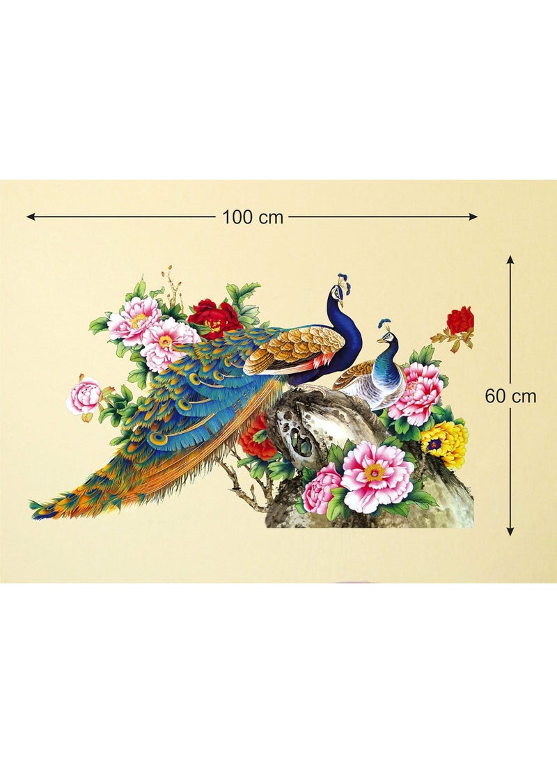 Decals Design Decals Design 'Peacock Birds Nature' Wall Sticker (PVC Vinyl, 60 cm x 90 cm),Multicolour  - Image 2