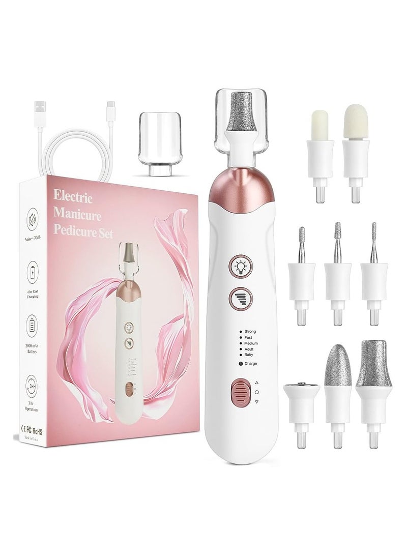 عام مجموعة أدوات مانيكير كهربائية محمولة قابلة للشحن تحتوي على ضوء LED مع محور تبديل سرعة 5 غير محاصر لصالونات الأظافر نمط المانيكير كهربائي للمبتدئين. - Image 1