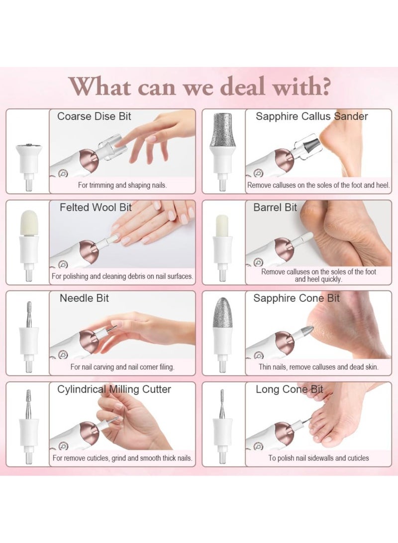عام مجموعة أدوات مانيكير كهربائية محمولة قابلة للشحن تحتوي على ضوء LED مع محور تبديل سرعة 5 غير محاصر لصالونات الأظافر نمط المانيكير كهربائي للمبتدئين. - Image 5