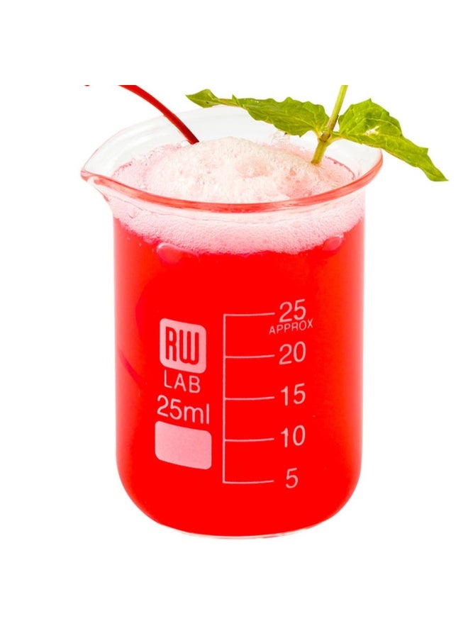 Restaurantware RW Lab 25 ML Glass Beakers, 10 Dishwasher Safe Cocktail Mixing Glasses - Chemistry-Inspired, Scratch Resistant, Clear Glass Cocktail Beakers, For Shots, Cocktails, Or Beverages - Image 2
