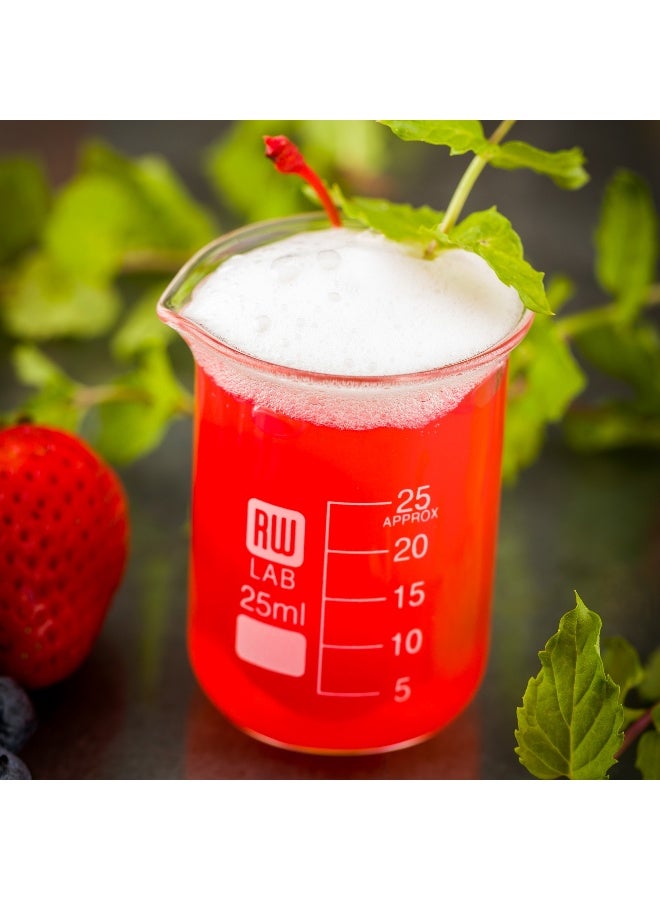 Restaurantware RW Lab 25 ML Glass Beakers, 10 Dishwasher Safe Cocktail Mixing Glasses - Chemistry-Inspired, Scratch Resistant, Clear Glass Cocktail Beakers, For Shots, Cocktails, Or Beverages - Image 3