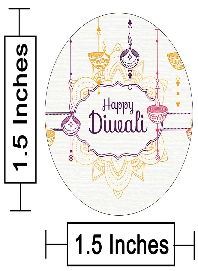 D2C 60-Piece Happy Diwali Stickers – 1.5 Inch Round Festival Labels with Traditional Diya & Mandala Designs, Self-Adhesive Gift Wrap Sealing Stickers (60 Pcs_Multicolour) - Image 2