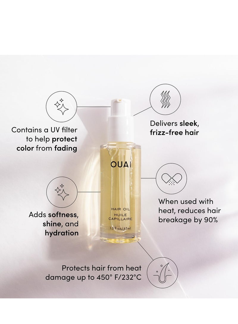 Ouai زيت شعر OUAI، زيت حماية الشعر من الحرارة للتحكم في التجعد، يضيف لمعانًا للشعر وينعم الأطراف المتقصفة، تركيبة آمنة على اللون، خالية من البارابين والفثالات والكبريتات، 1.5 أونصة - Image 2