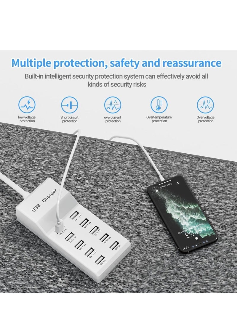 ELTRAZONE USB Charging Station - 10 Ports USB Charger Dock with 70.8 Inch Extension Cord, Multi-Device Charging for Phones, Cameras, Bluetooth Headsets (2PC) – High-Speed Charging Hub for Home & Office - Image 4