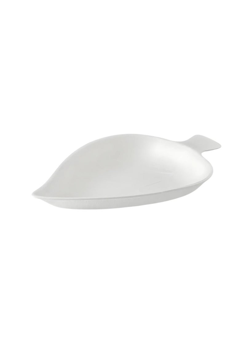 YASHTECH White Pulp Compostable Mini Leaf Plate Appetizer Serving Dish Pack of 100 Pcs  - Image 1