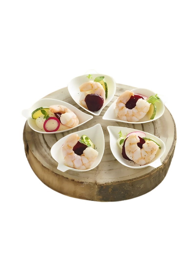 YASHTECH White Pulp Compostable Mini Leaf Plate Appetizer Serving Dish Pack of 100 Pcs  - Image 2