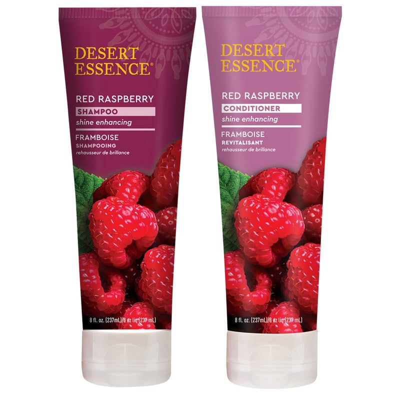 Desert Essence Red Raspberry Shampoo and Conditioner Bundle With Aloe Leaf Juice, Jojoba, Vitamin B-5 and Shea Butter, 8 fl. oz. and 8 fl. oz. Each - Image 1
