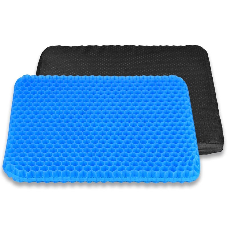 GRILL BUMP وسادة جل كبيرة مبطنة للجلوس مع تبريد، تمتص نقاط الضغط، وسادة زرقاء لمقاعد الكراسي المتحركة، وسادة جل لمقعد المكتب، المنزل، السيارة مع غطاء غير قابل للانزلاق - Image 1