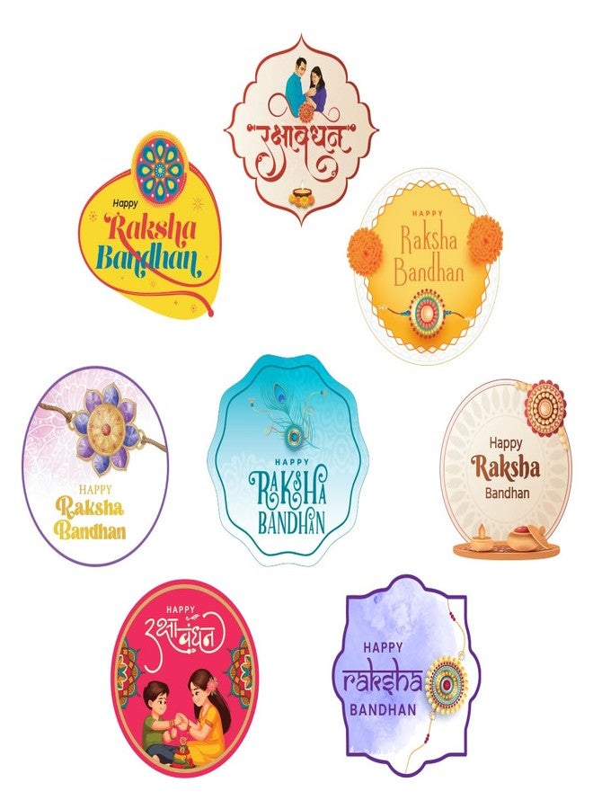Festiko® Happy Raksha Bandhan Stickers (Set of 40 Pcs), Rakhi Gift Stickers, Stickers for Rakhi - Image 1