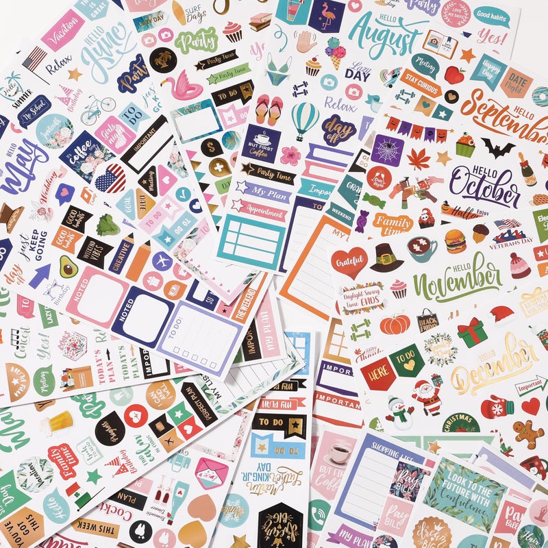 Vondafe Planner Stickers - Monthly Planner Stickers and Accessories 25 Pages 1500+ Stunning Functional and Colorful Stickers,Calendar Stickers Includes Festival Theme Journal Stickers - Image 4