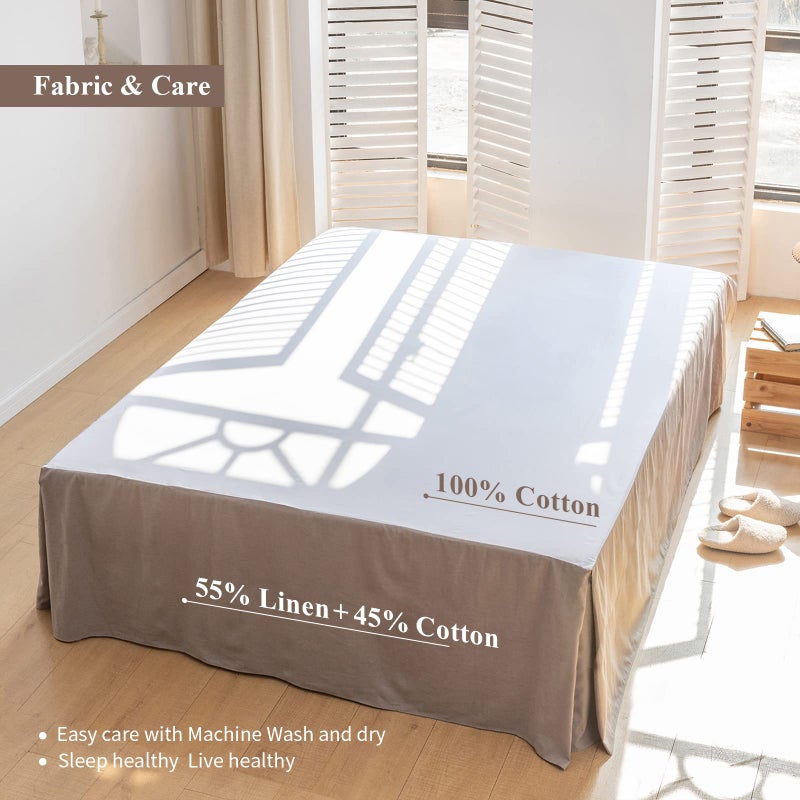 BISELINA BISELINA French Linen Bed Skirt with Pleated Corner 18-Inch Tailored Drop Natural Flax Cotton Blend Basic Dust Ruffle Soft Cozy Farmhouse Bedding (18"" King  Basic Grey)  - Image 3