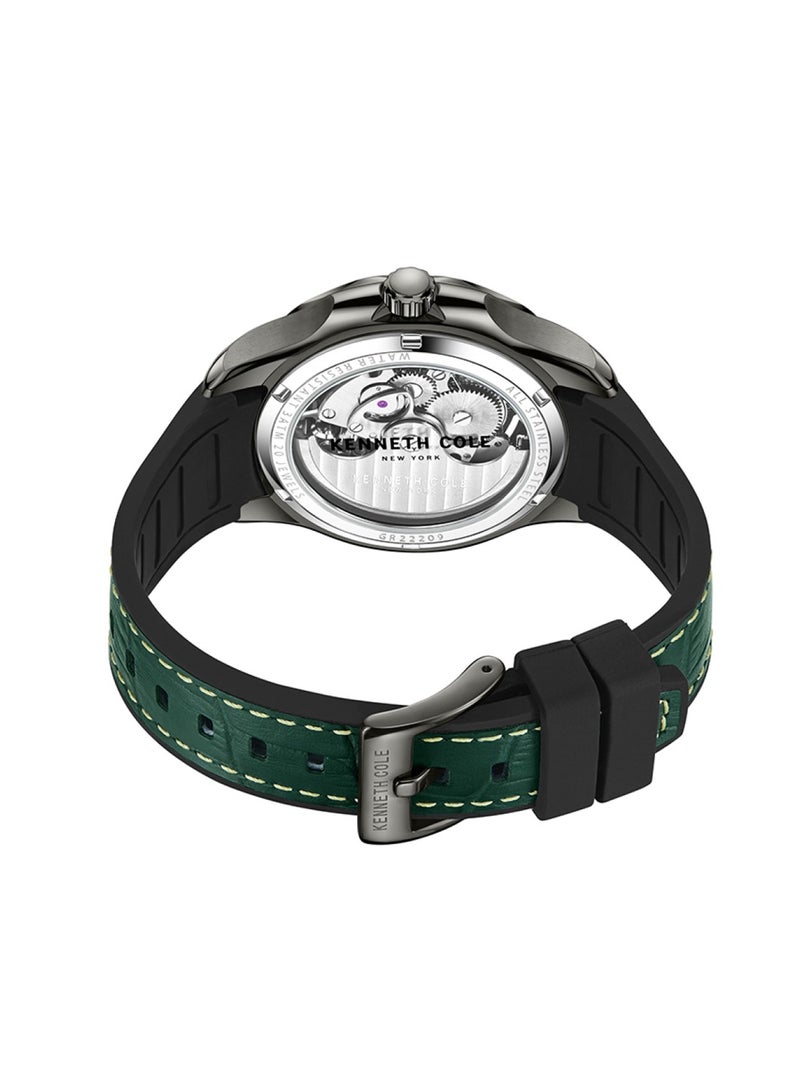 Kenneth Cole Men's Fashion Analog Automatic Green Leather Watch KCWGR2220902 - 44mm - Image 3
