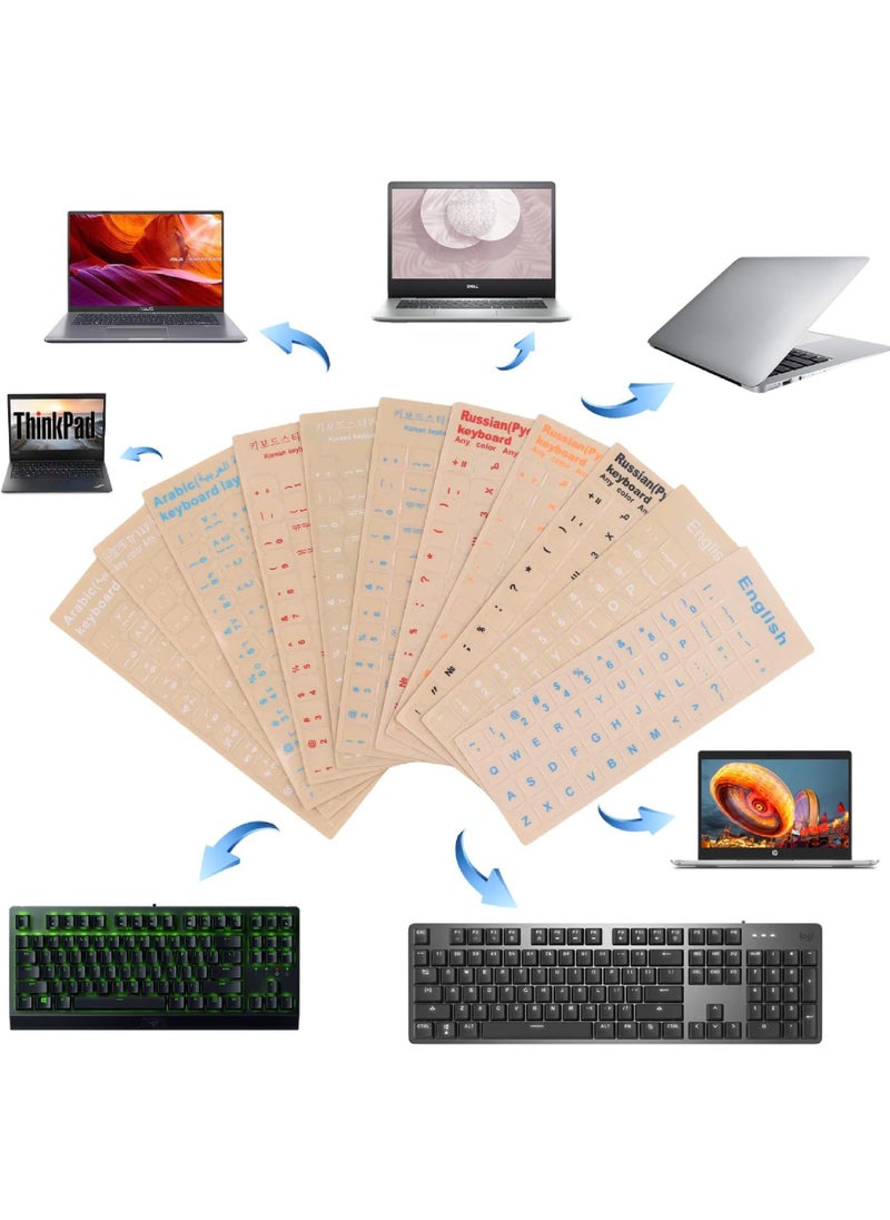 Rock Pow - 2 Pack Universal Arabic Keyboard Stickers Transparent Background with White Lettering for Computer Laptop Notebook Desktop Replacement Computer Keyboard Stickers - Image 1