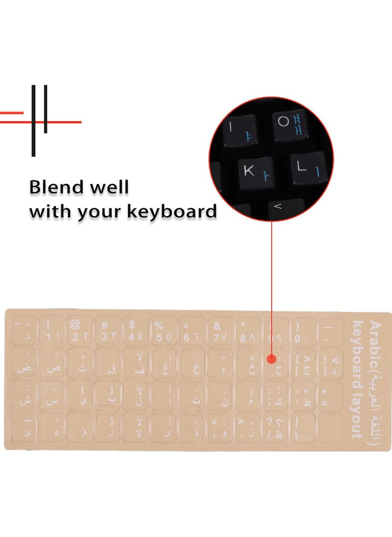 Rock Pow - 2 Pack Universal Arabic Keyboard Stickers Transparent Background with White Lettering for Computer Laptop Notebook Desktop Replacement Computer Keyboard Stickers - Image 1