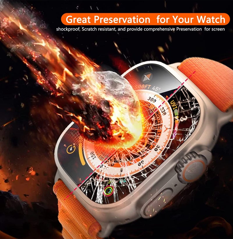 HASDON 6 Pack Case with Tempered Glass Screen Protector for Apple Watch Ultra 3/Ultra 2/Ultra 49mm, Scratch Resistant Full Protective Cover for iWatch 49mm - Image 2